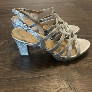 Naturalizer Silver Strappy Heels